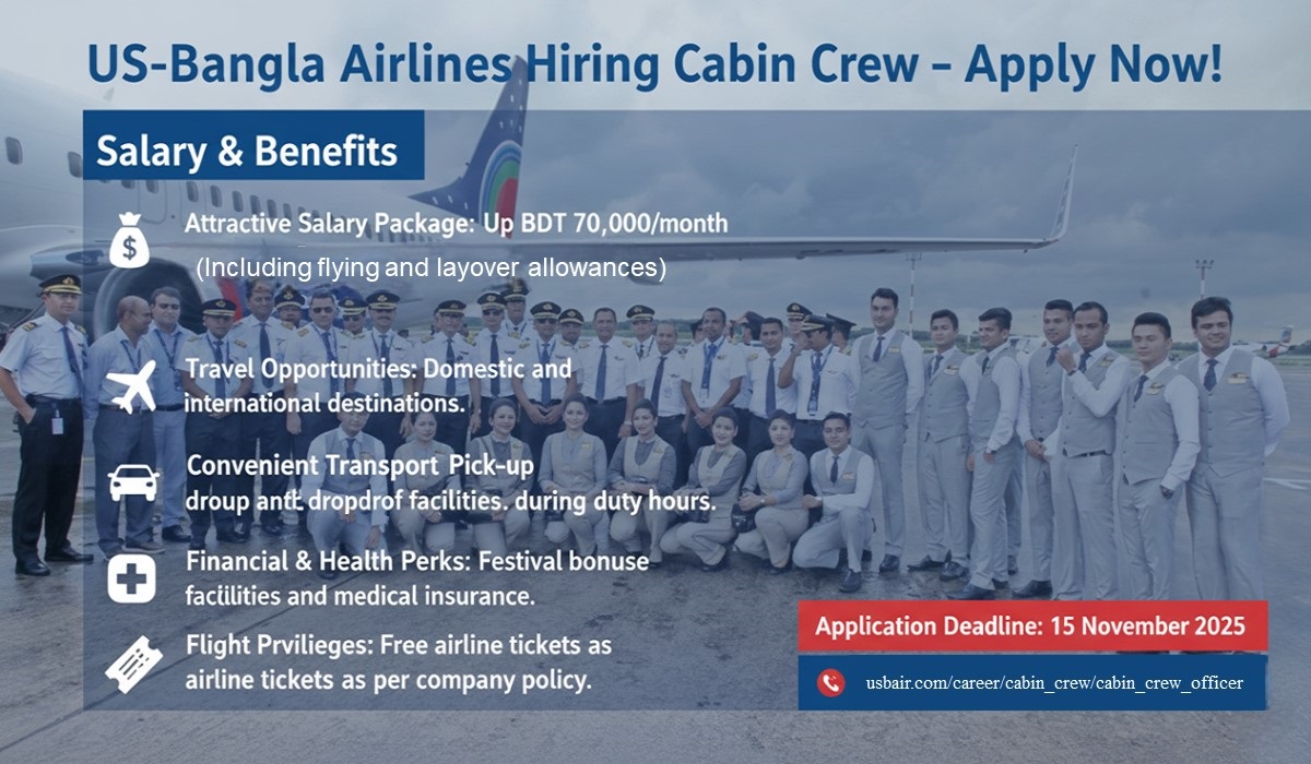 US-Bangla Airlines seeks cabin crew applications